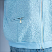 light blue jacquard loose cotton jackets plus size zippered cardigans outwear