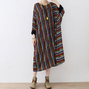 long sleeved striped caftans oversized casual cotton dresses long maxi dress