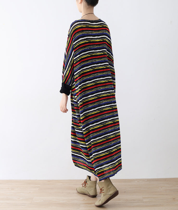 long sleeved striped caftans oversized casual cotton dresses long maxi dress