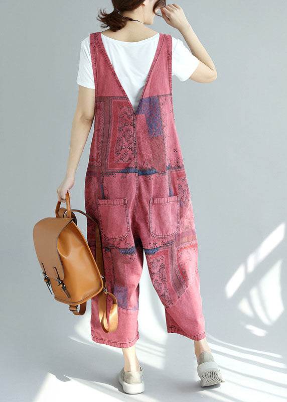 loose Mulberry pockets Print Jumpsuit Spring