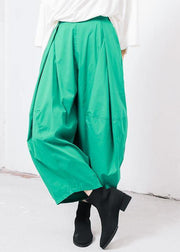 new green cotton pleated loose pants casual wild pants - SooLinen