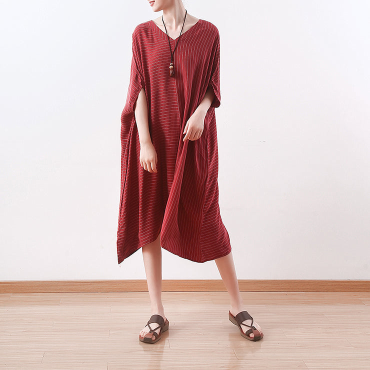 stylish red silk dresses plus size asymmetric patchwork striped silk gown fine v neck silk caftans