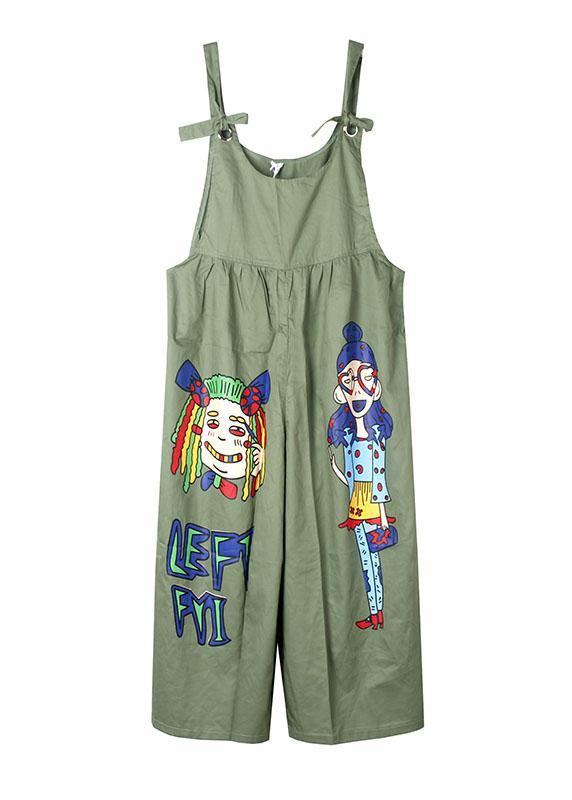 summer yellow cotton cartoon prints jumpsuit pants plus size casual jumpsuit pants - SooLinen