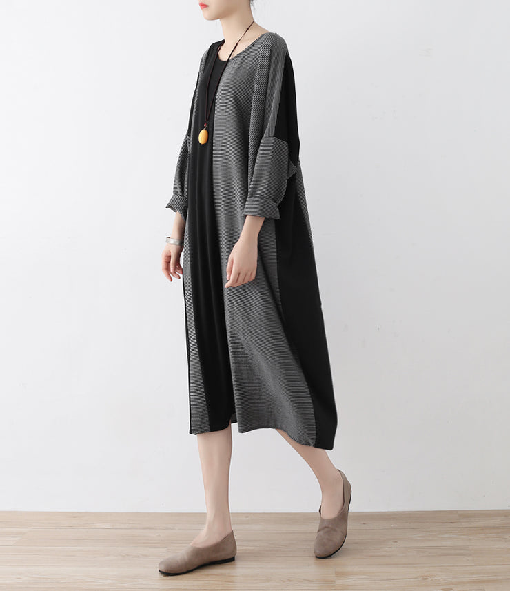 the lost 2024 strip cotton caftans fashion cotton dresses long oversized casual outfits