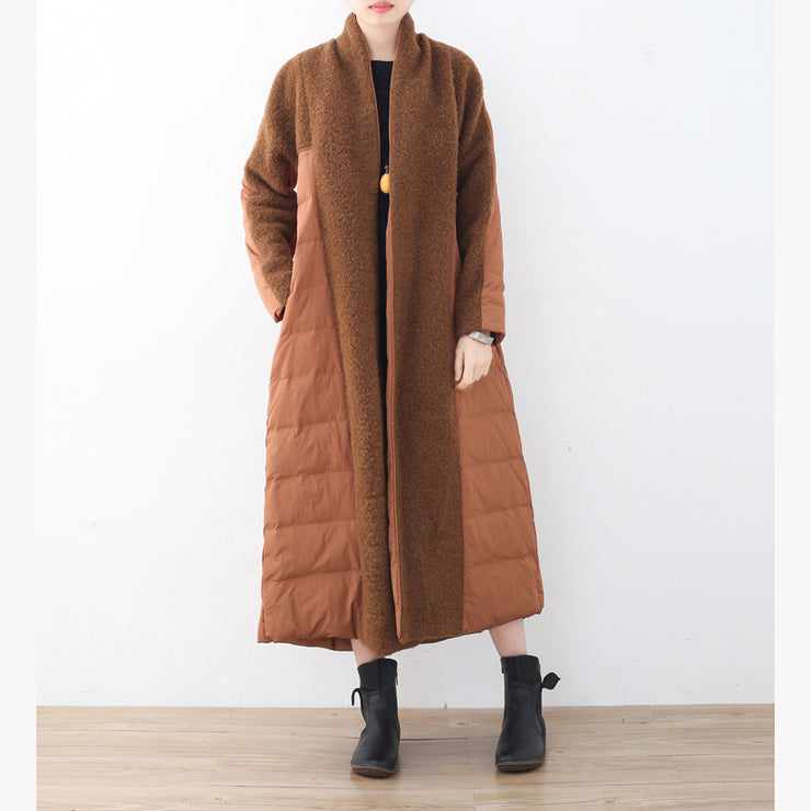 fine brown Puffers Jackets plussize high neck quilted coat fine coats