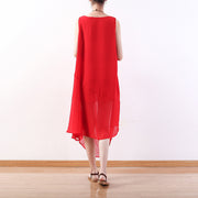 fine red chiffon dress plus size clothing asymmetric hem chiffon clothing dresses