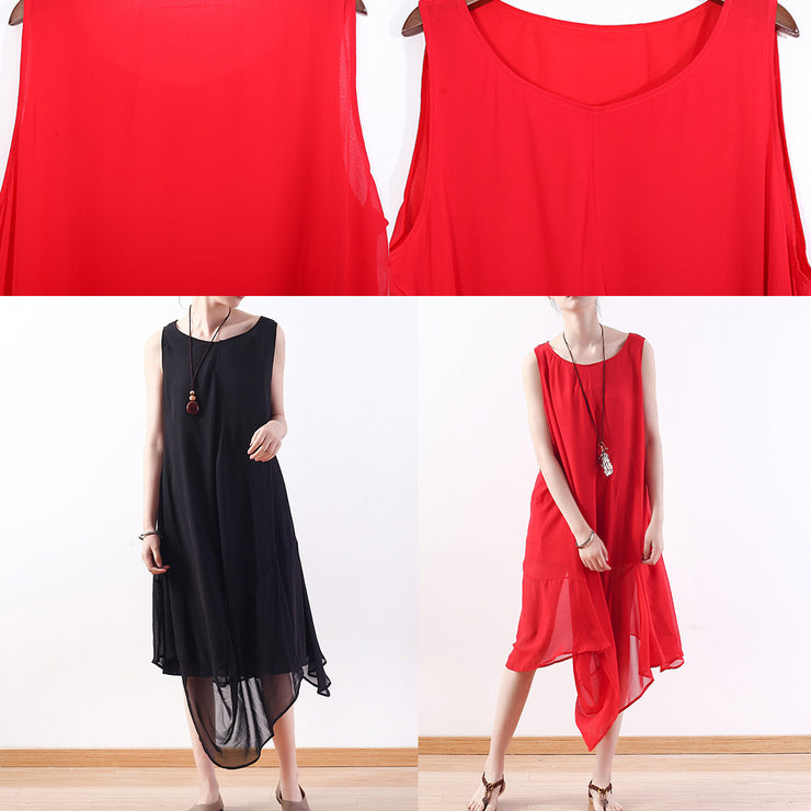 feines rotes chiffonkleid plus größe kleidung asymmetrischer saum chiffon kleidung kleider