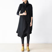 two pieces black knit dresses asymmetrical winter dress asymmetrical design 2024 winter