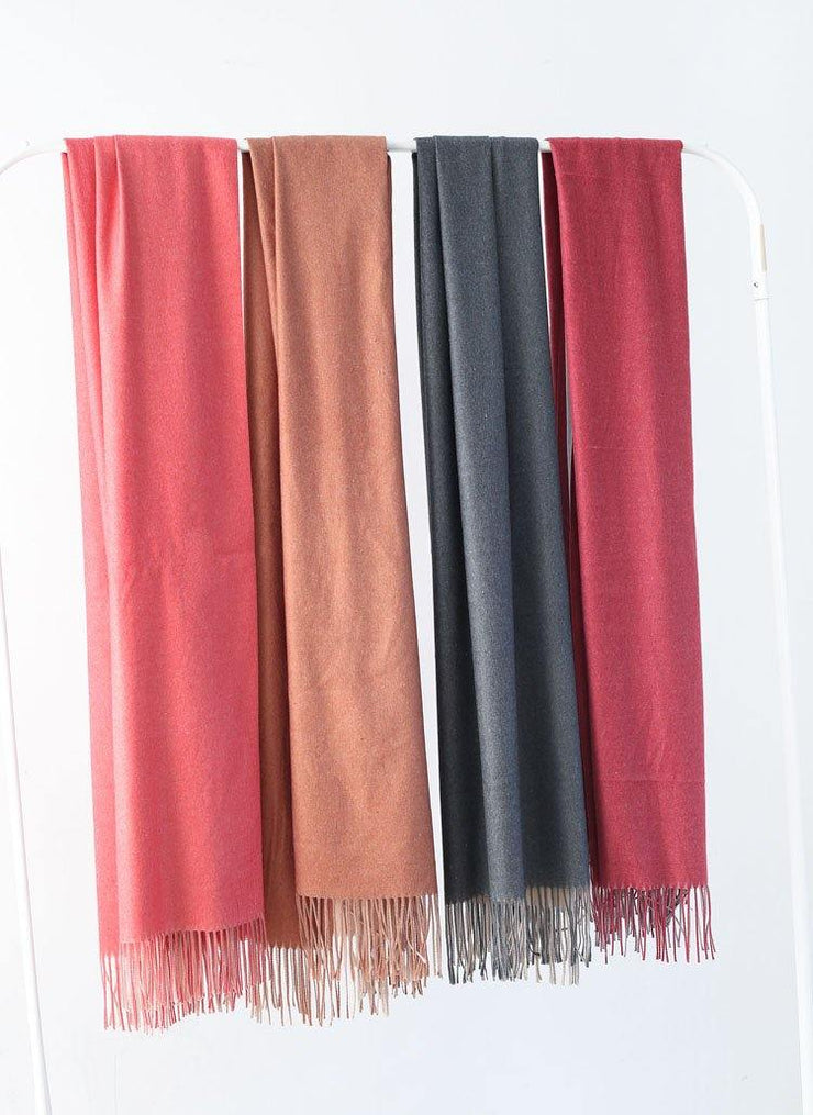 warm women tassel gray scarves small fresh imitation cashmere scarf - SooLinen