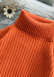 wild Sweater high neck dresses Street Style orange Hipster knitwear - SooLinen