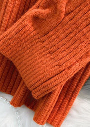 wild Sweater high neck dresses Street Style orange Hipster knitwear - SooLinen