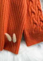 wild Sweater high neck dresses Street Style orange Hipster knitwear - SooLinen