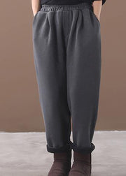 winter thick gray cotton pants elastic waist women harem pants - SooLinen