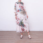 women floral maxi dress casual bracelet sleeved gown women o neck gown