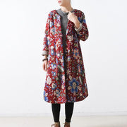 women red cotton coats casual maxi coat Elegant long coats floral